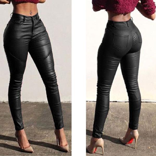 送料無料２〜３日後到着 レザーパンツ 大きいサイズレディース ステージ  セクシーな薄地フェイクレザ...