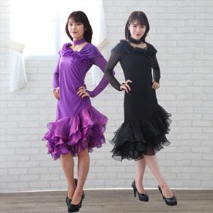 送料無料2〜4日後到着 社交ダンス 衣装 チュニックトップス 肩みせ 袖