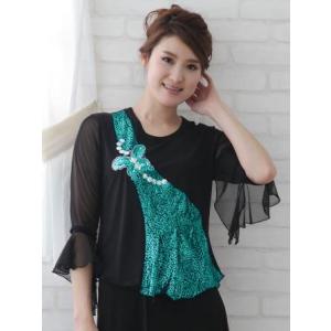 送料無料２〜4日後到着 演奏会 コーラス ブラウス 社交ダンス トップス 蝶ラメに スパンコールが豪...