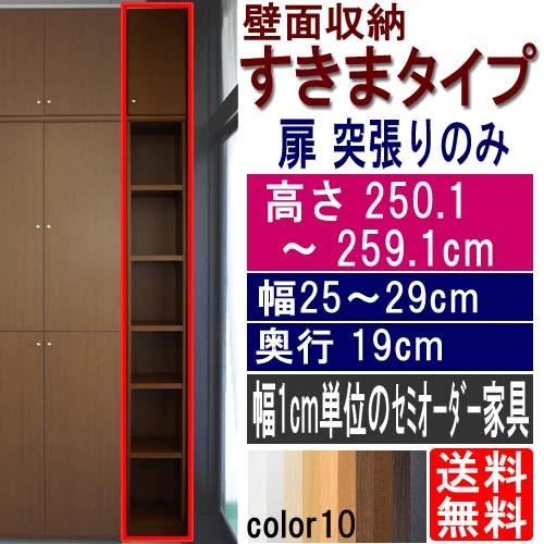 壁面隙間収納 壁収納 高さ２５０．１〜２５９．１ｃｍ幅２５〜２９ｃｍ奥行１９ｃｍ