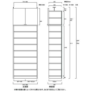 大型壁面収納 コミック棚 高さ283.1〜29...の詳細画像2