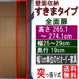 おもちゃ細型収納扉付 多目的収納 高さ２６５．１〜２７４．１ｃｍ幅２５〜２９ｃｍ奥行１９ｃｍ厚棚板(棚板厚2.5cm)｜wing1