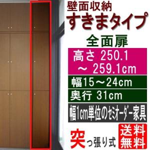 扉付台所スマートラック 食器棚 高さ２５０．１〜２５９．１ｃｍ幅１５〜２４ｃｍ奥行３１ｃｍ厚棚板(棚板厚2.5cm)｜wing1