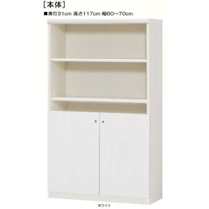 下部扉 標準棚板 クローゼット 高さ１１７ｃｍ幅６０〜７０ｃｍ奥行３１ｃｍ 下扉高さ52.5cm 本...