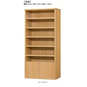 下部扉 扉付きA3ファイル収納 高さ１７８ｃｍ幅８１〜９０ｃｍ奥行４０ｃｍ厚棚板（棚板厚み2.5cm...
