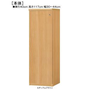 全面扉扉付き木製玄関収納 高さ１１７ｃｍ幅３０〜４４ｃｍ奥行４０ｃｍ厚棚板（棚板厚み2.5cm） 片開き(左開き/右開き)｜wing1