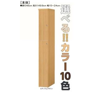 全面扉隙間収納 高さ１４９．９ｃｍ幅１５〜２４ｃｍ奥行４６ｃｍ厚棚板（棚板厚み2.5cm） 上下共片開き(左開き/右開き)｜wing1