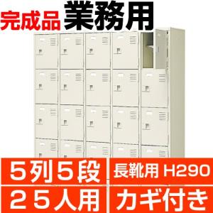 ロング下駄箱 業務用 扉付き 25人用 5列5段 鍵付き 内寸高290mm 搬入設置/階段上応談