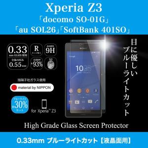 Xperia Z3 「docomo SO-01G」「au SOL26」「SoftBank 401SO」 強化ガラス 液晶保護フィルム ブルーライトカット Deff High Grade Glass Screen Protector｜winglide
