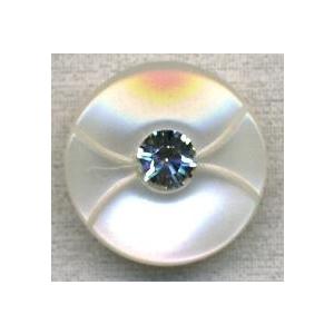 ラインストーンポリボタン　Ｒ188　トンネル足　白