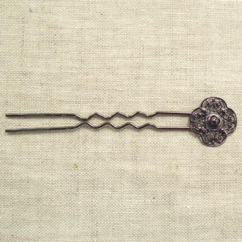 かんざし　梅型　110mm　ブラックニッケル