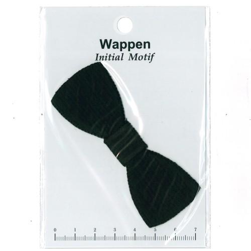 【メール便OK】 モチーフワッペン　アイロン接着　リボン　黒