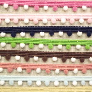 【全11色】 ミックスカラー　ツートンカラー　ぼん天付き かわいいポンポンテープ・ボンボンテープ　ブ...