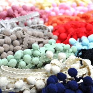 【全16色】 ぼん天付き かわいいポンポンテープ・ボンボンテープ フリンジ 中 10mm