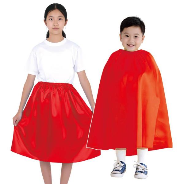 ソフトサテンマント・スカート ストレート 赤