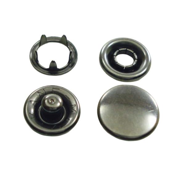 【カネエム製】 アメリカンホック 金属スナップボタン キャップ4パーツセット 12mm ブラックニッ...