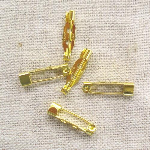【レジン/アクセサリー】 真鍮パーツ ブローチピン ゴールド 20mm 【5本入】