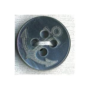 貝調ポリボタン　イカリ彫刻　（黒）