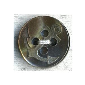 貝調ポリボタン　イカリ彫刻　（茶）