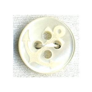 貝調ポリボタン　イカリ彫刻　（白）