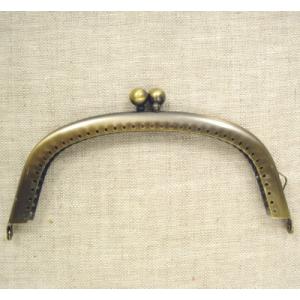 金属　がま口　口金　丸型　穴あき　12cm幅　アンティックゴールド
