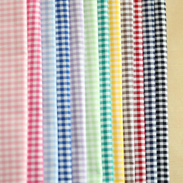 ギンガムチェック生地（小） 110cm幅/10cm単位 【12色展開】日本製 手摘みコットンブロード...