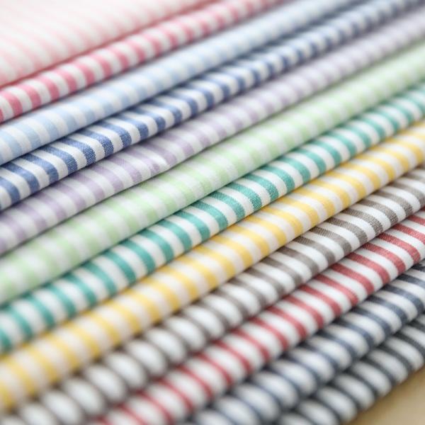 ストライプ生地 110cm幅/10cm単位 【12色展開】日本製 手摘みコットンブロード生地 先染め...