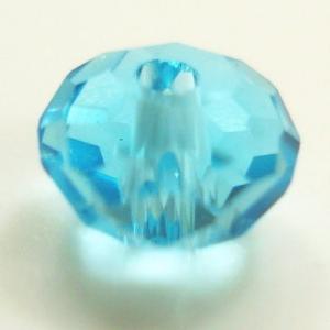 【グラスビーズ】　ビーズ　　タイヤ型　ミラーカット　4mm　アクアマリン　【約80個入】