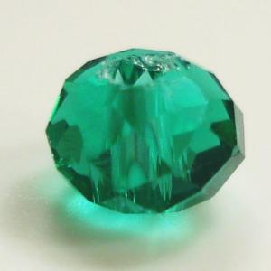 【グラスビーズ】　ビーズ　　タイヤ型　ミラーカット　4mm　エメラルド　【約80個入】