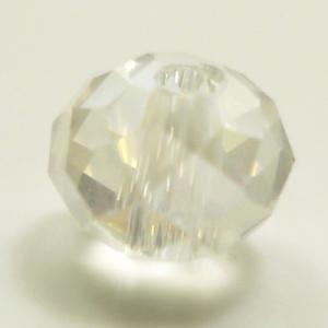 【グラスビーズ】　ビーズ　　タイヤ型　ミラーカット　4mm　クリスタルＡＢ　【約80個入】