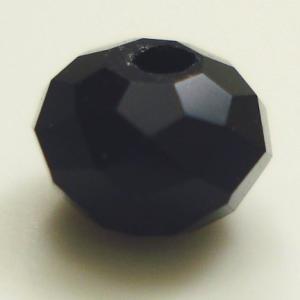 【グラスビーズ】　ビーズ　　タイヤ型　ミラーカット　4mm　ジェット　【約80個入】