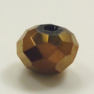 【グラスビーズ】　ビーズ　　タイヤ型　ミラーカット　4mm　ブロンズ　【約80個入】