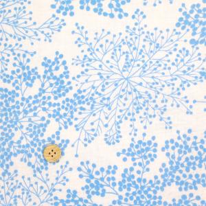 日本製『ミルキーコットンダブルガーゼ ミモザ ブルー』 110cm巾×10cm単位 国産 Wガーゼ