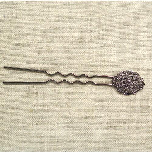 かんざし　小判型　110mm　ブラックニッケル