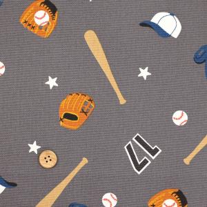 国産オックス 『ベースボールスター グレー』 110cm幅/10cm単位 生地/布