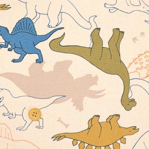 国産オックス 『シルエットダイナソー キナリ』 110cm幅/10cm単位 生地/布