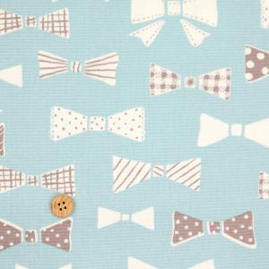 国産オックス 『スイートリボン ブルー』 110cm幅/10cm単位 生地/布