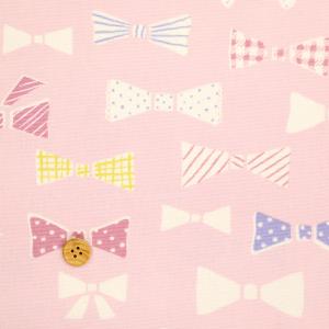 国産オックス 『スイートリボン ピンク』 110cm幅/10cm単位 生地/布