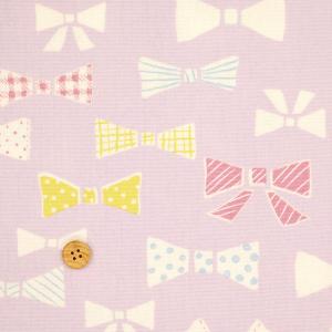 国産オックス 『スイートリボン パープル』 110cm幅/10cm単位 生地/布