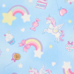 国産オックス 『レインボーユニコーン ブルー』 110cm幅/10cm単位 生地/布