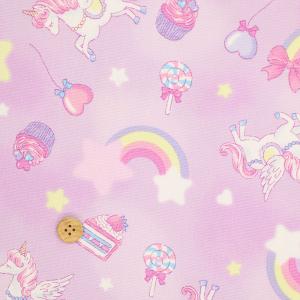 国産オックス 『レインボーユニコーン パープル』 110cm幅/10cm単位 生地/布