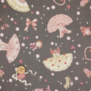 国産オックス 『バレエハート ブラック』 110cm幅/10cm単位 生地/布