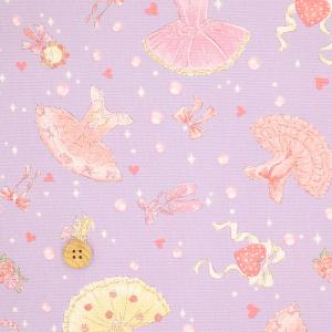 国産オックス 『バレエハート パープル』 110cm幅/10cm単位 生地/布