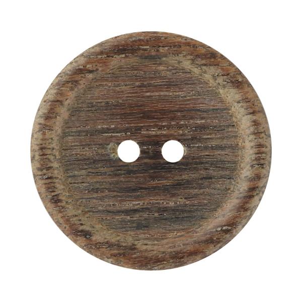 ウッドボタン 合板 2つ穴 25mm こげ茶 【2個入り】