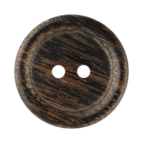 ウッドボタン 合板 2つ穴 20mm こげ茶 【3個入り】