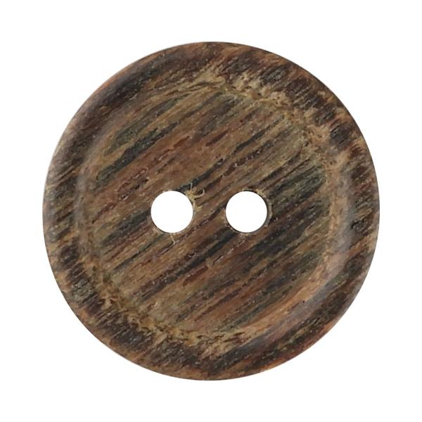 ウッドボタン 合板 2つ穴 15mm こげ茶 【5個入り】