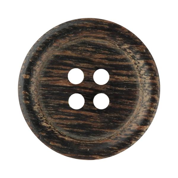 ウッドボタン 合板 4つ穴 20mm こげ茶 【3個入り】