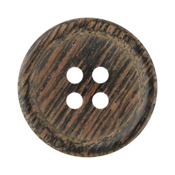 ウッドボタン 合板 4つ穴 18mm こげ茶 【4個入り】
