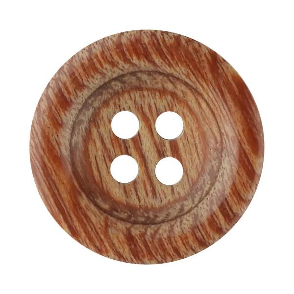 ウッドボタン 合板 ラウンド 4つ穴 18mm 茶 【5個入り】