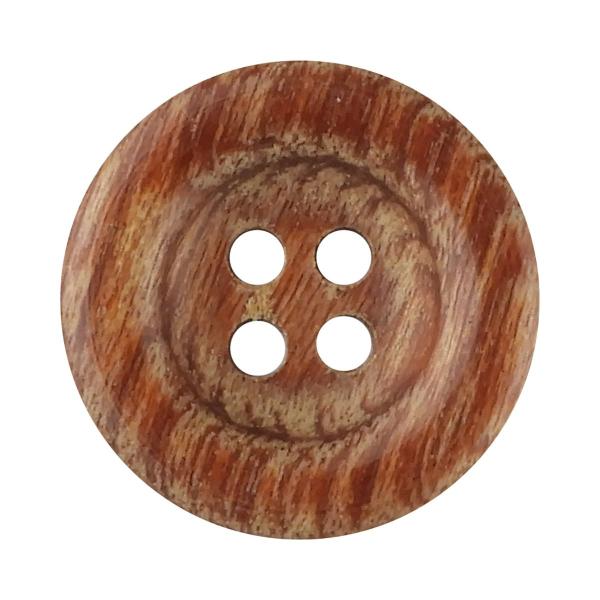 ウッドボタン 合板 ラウンド 4つ穴 15mm 茶 【6個入り】